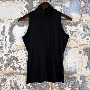 Vintage ING International Newport Garment Mock Neck Sleeveless Top Black Size M